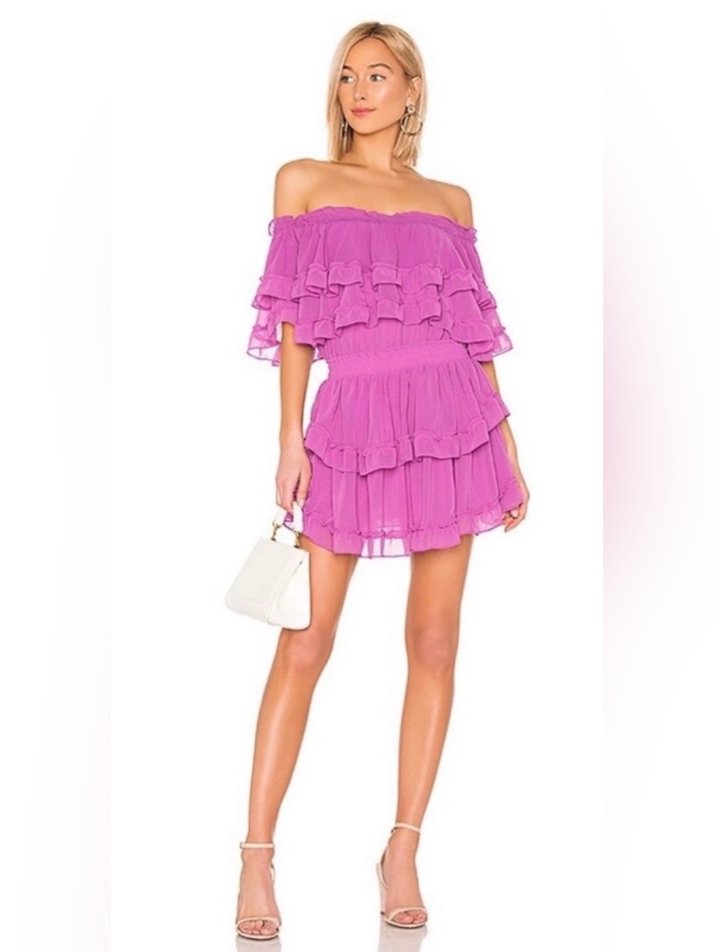 Misa Los Angeles Purple Ruffle Mini Dress Like New